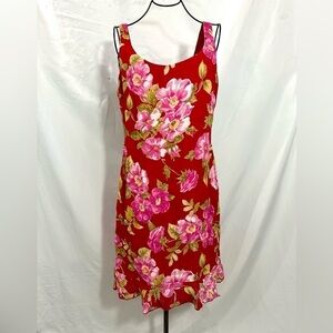Vintage Andrea Polizzi for Rex Lester floral red mini dress size 6
